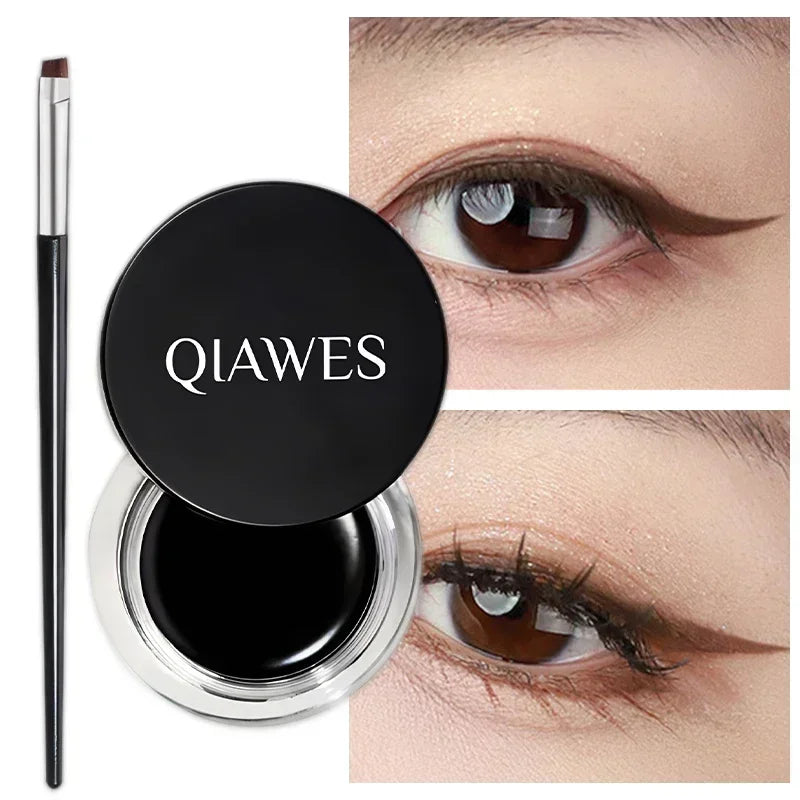 Black Brown Eyeliner Cream Waterproof Beauty Cosmetics Long Lasting Eyeliner Gel Eyeshadow Makeup Tools with Brush Set Eye Liner