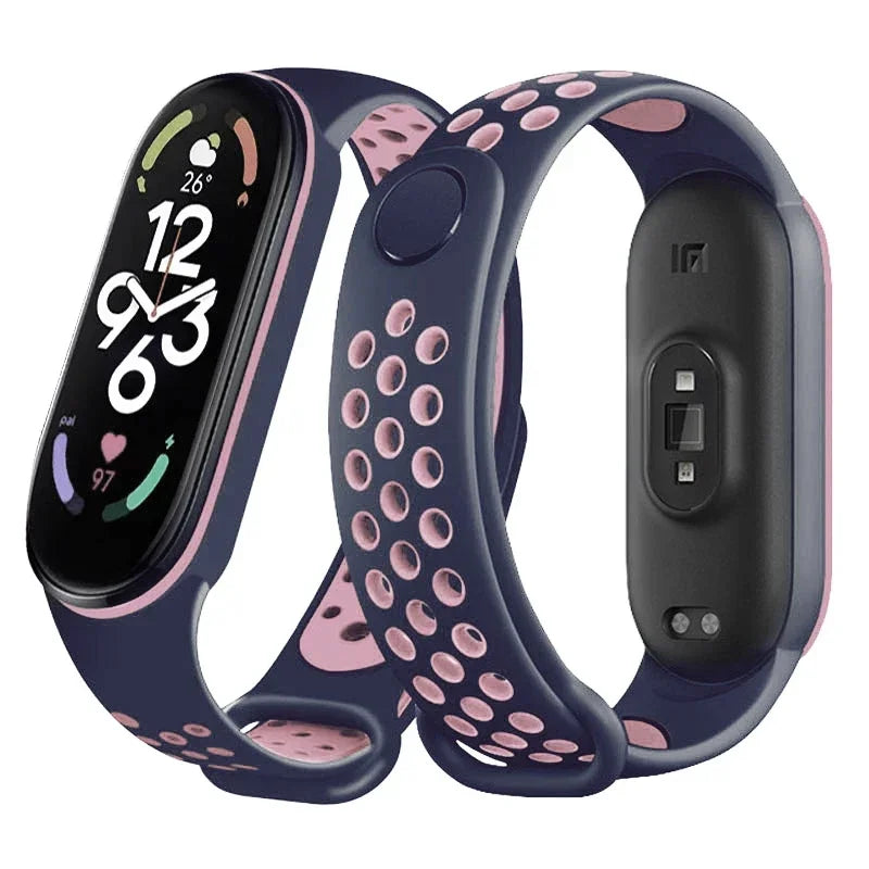 Silicone Watchband for Xiaomi Mi Band 7 NFC Smartwatch Sport Wrist Bracelet with Air-Hole Design Compatible with Mi Band 6 5 4 3 7 8